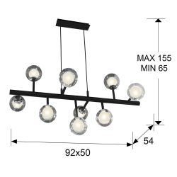 Подвесной светильник Altais 9L черный/хром DIM