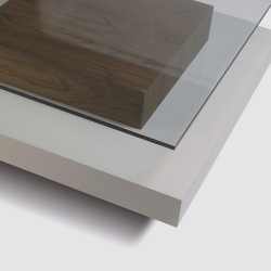 Журнальный столик Detroit, 200x120x43, отделка бежевый с трещинами, матовое черное дерево