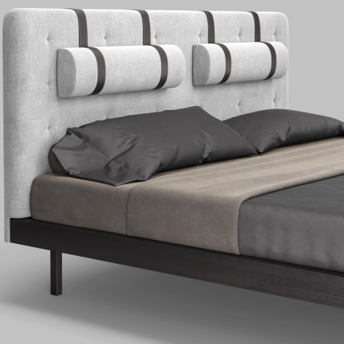 Кровать MARBELLA серая рогожка/шпон ореха W 180x200