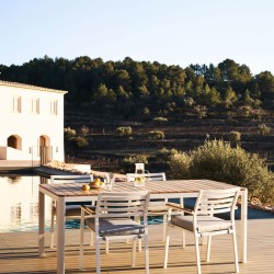 Bona Уличный стул из алюминия в белой отделке и массива тикового дерева