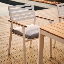 Bona Уличный стул из алюминия в белой отделке и массива тикового дерева
