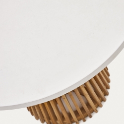 Alcaufar Круглый уличный стол из массива тикового дерева и белого цемента Ø 90 см