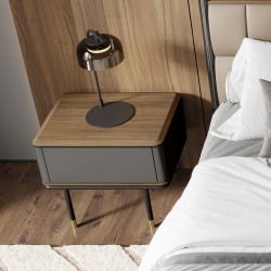 Прикроватная тумбочка Altea шпон ореха F (V36F), темно-серый матовый лак (P21)