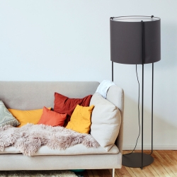Торшер Drum черный с черным абажуром