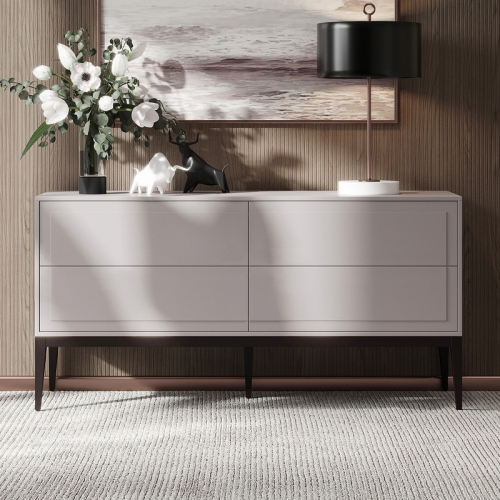 Комод MARBELLA шпон ореха W (V36W), матовый серо-бежевый лак (P03)