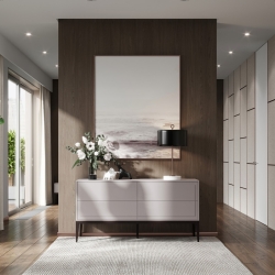 Комод MARBELLA шпон ореха W (V36W), матовый серо-бежевый лак (P03)