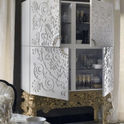 Шкаф-бар Alexandra белый золотистое основание