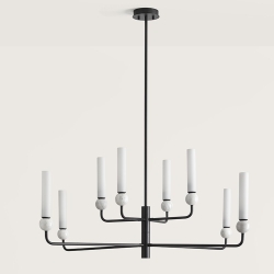 Люстра Delie 8L черный металл - белый мрамор