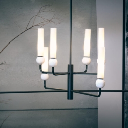 Люстра Delie 8L черный металл - белый мрамор