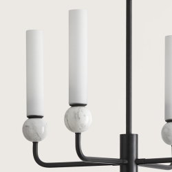 Люстра Delie 8L черный металл - белый мрамор