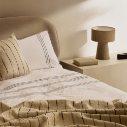 Satisa Хлопковый плед Satisa цвета экрю с полосатым узором для кровати шириной 90/135 см
