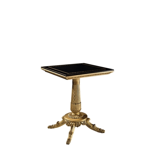 Приставной столик Nicoleta, отделка антикварное золото на дереве, столешница мрамор