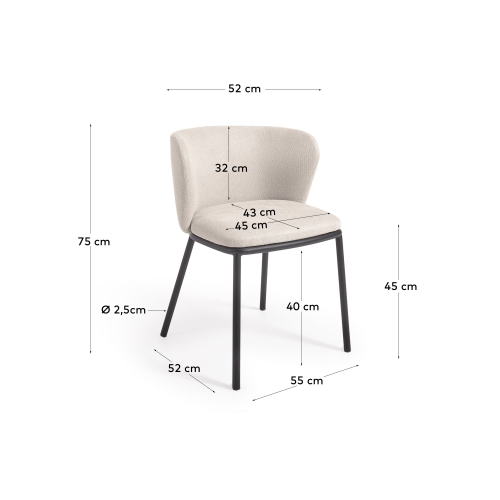 Ciselia Стул из бежевой синели и черной стали