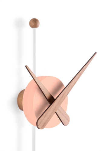 Часы Nomon Punta (белый-дуб-розовый). D=28см, H=63см
