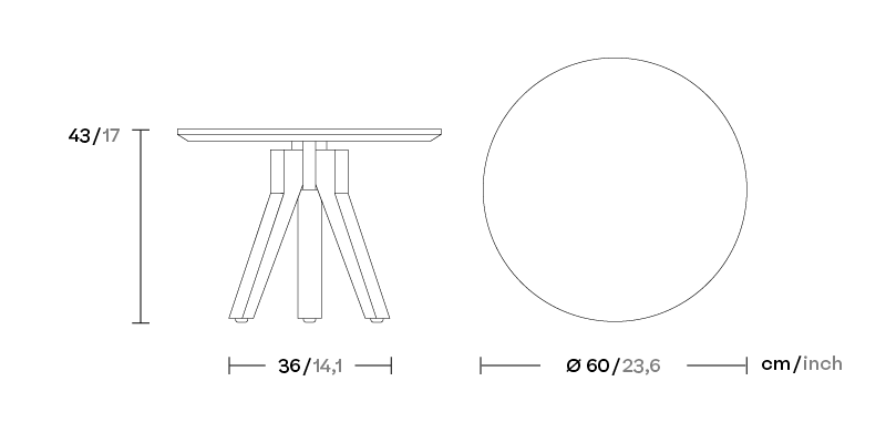 Столик Vieques Ø60 массив ножки KS4101700