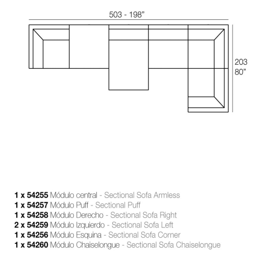 Секция дивана Pixel с левым подлокотником
