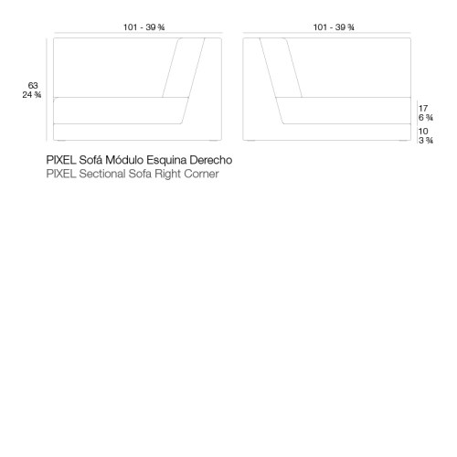 Секция дивана Pixel с левым подлокотником