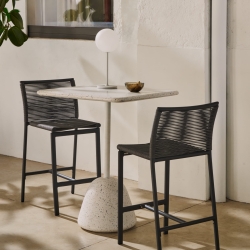 Садовый барный стул Culip из веревки и серого алюминия, 65 см