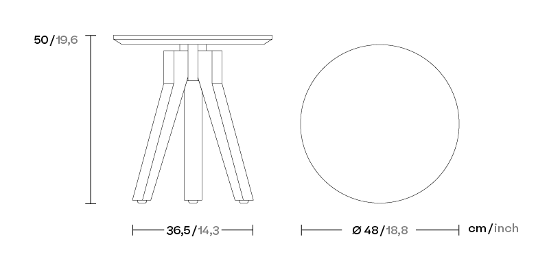 Столик Vieques Ø48 массив ножки KS4101900