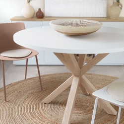 ARYA Стол с белой столешницей с отделкой из меламина на стальных ножках с отделкой под дерево