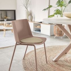 ARYA Стол с белой столешницей с отделкой из меламина на стальных ножках с отделкой под дерево