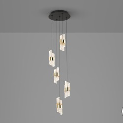 Люстра Iliada 5L черно-золотая D30