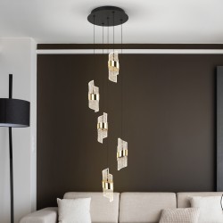 Люстра Iliada 5L черно-золотая D30