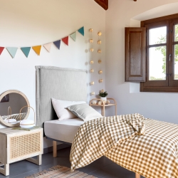 Изголовье из льняной ткани серого цвета Tanit со съемным чехлом 106 x 106 см