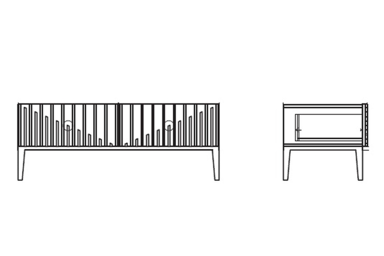 Тумба под TV MENORCA отделка шпон ореха F, темно-серый матовый лак