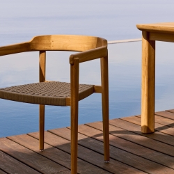 Стул Icaro из массива тикового дерева с натуральной отделкой и веревочным шнуром