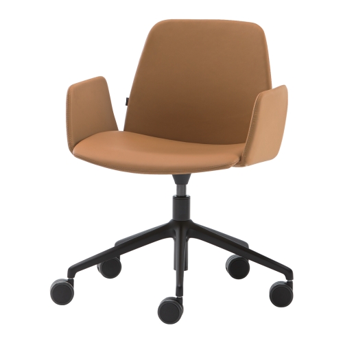 Кресло UNNIA TAPIZ с 5-спицевой алюминиевой поворотной основой + газлифт + обитые подлокотники