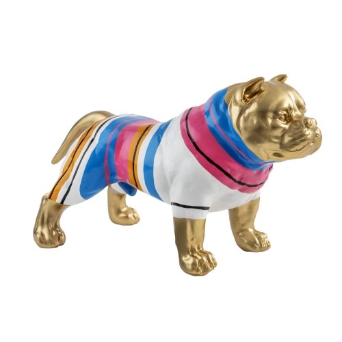 Taison Фигурка питбуля средняя золотая в полоску