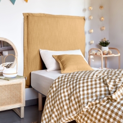 Изголовье из льняной ткани горчичного цвета Tanit со съемным чехлом 106 x 106 см