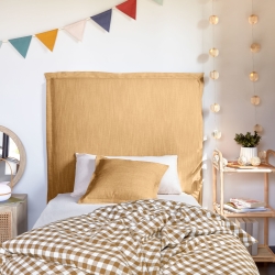 Изголовье из льняной ткани горчичного цвета Tanit со съемным чехлом 106 x 106 см