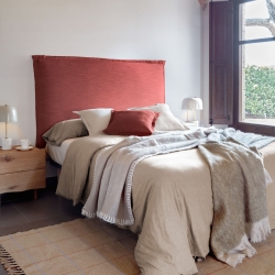 Изголовье из льняной ткани бордового цвета Tanit со съемным чехлом 186 x 106 см