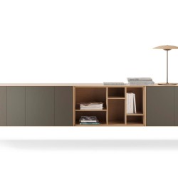 Настенный сервант Lauki из табака с фасадами из оникса