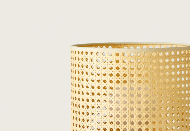 Настольная лампа Stan черный металл - натуральный ротанг