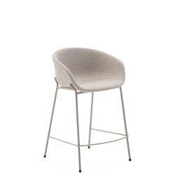 Полубарный стул Yvette из бежевого шенилла с бежевыми стальными ножками 65 см