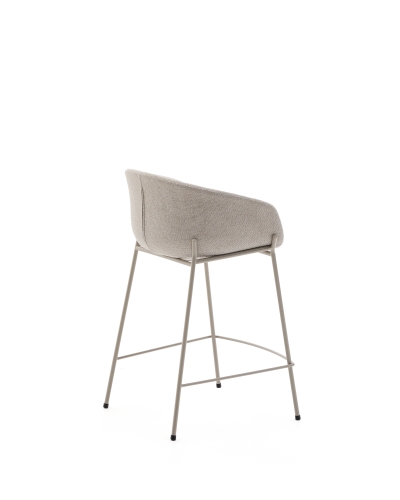 Полубарный стул Yvette из бежевого шенилла с бежевыми стальными ножками 65 см