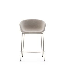 Полубарный стул Yvette из бежевого шенилла с бежевыми стальными ножками 65 см