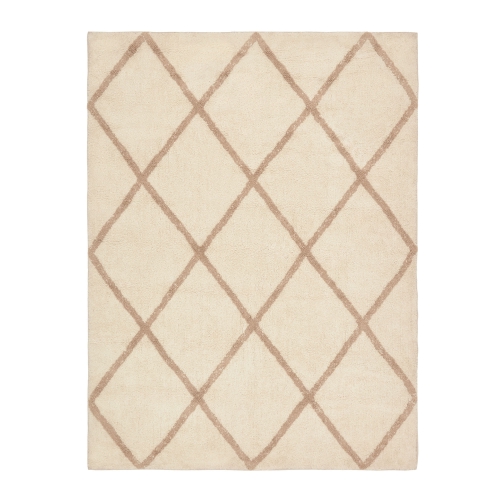 Terezinha Ковер 100% белый хлопок с бежевыми ромбами 150 x 200 см