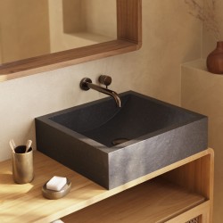 Умывальник Pure из терраццо темного цвета