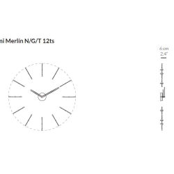 Часы Nomon MERLIN  MINI 12 GOLD+WALNUT (орех+латунь). D=70см