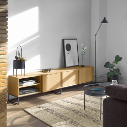 Тумба под ТВ Taiana с дубовым шпоном и стальным каркасом 2 ящика 112 x 51 см