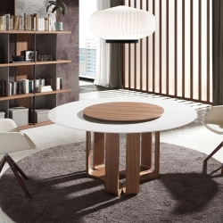 Круглый обеденный стол 1137/DT935 из керамики с мраморной отделкой