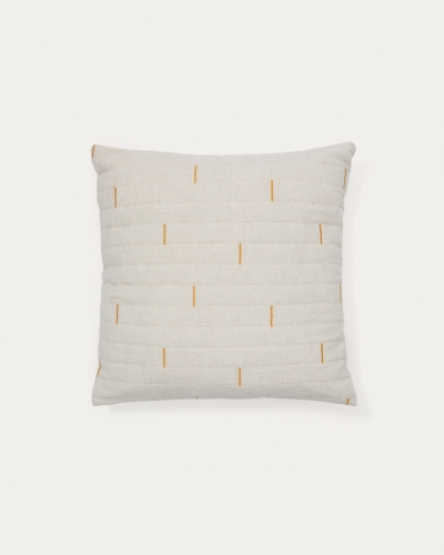 Чехол на подушку Blaina из белого льна с оранжевой вышивкой 45 x 45 см