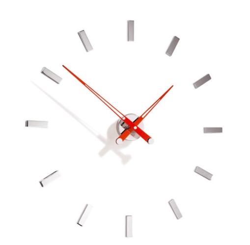 Часы Nomon Tacon 12i RED, (основа - хромированная сталь/стрелки - красный лак)  D=74см