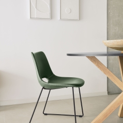 ARYA Стол  Ø 119 с черной столешницей из МДФ на стальных ножках с натуральной отделкой