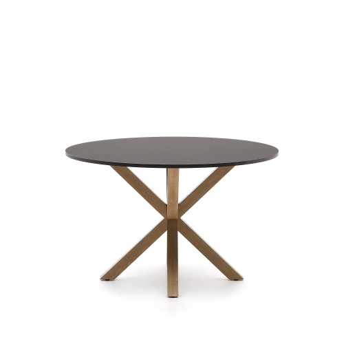 ARYA Стол Ø 119 с черной столешницей из МДФ на стальных ножках с натуральной отделкой