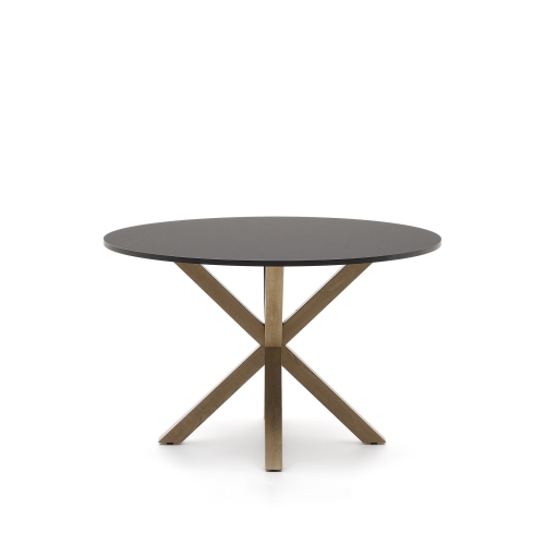 ARYA Стол Ø 119 с черной столешницей из МДФ на стальных ножках с натуральной отделкой